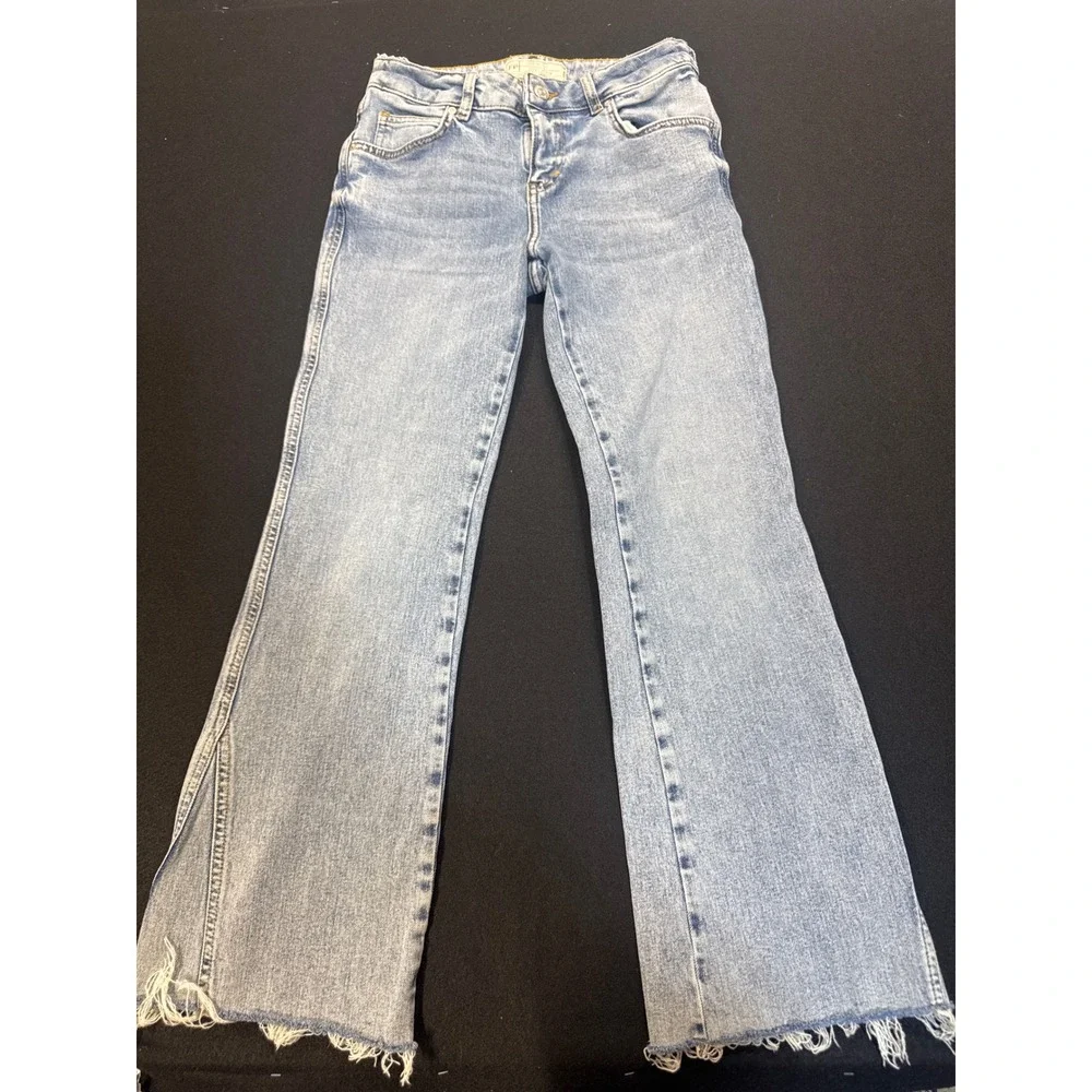 Free People Women Light Wash Flare Jeans Raw Hem Blue W25R 61855-16515125
